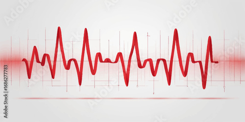 Red heartbeat vector on an EKG monitor, a medical line graph illustrating a vital pulse rate