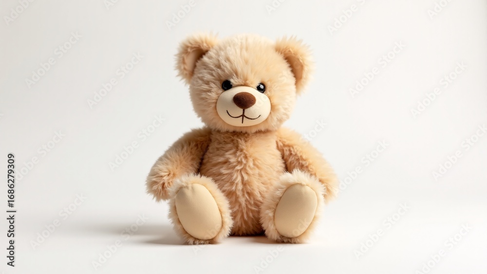 Obraz premium Teddy Bear Sitting On White Background