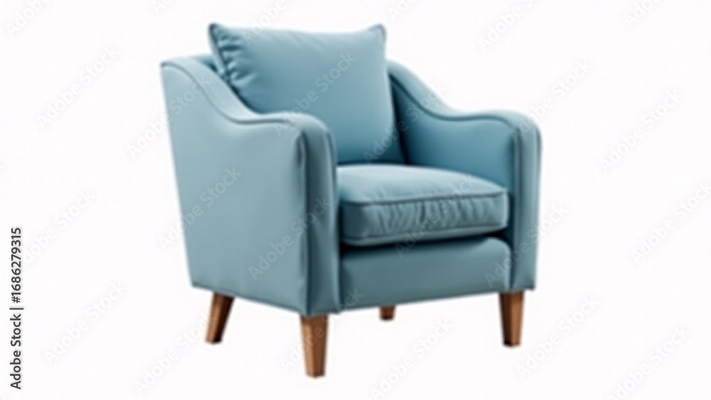 Light Blue Armchair With Cushion Isolated