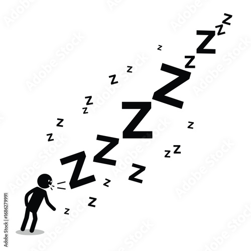 Person snoring with ZZZs floating, perfect for sleep, relaxation, and dream concepts, use it now!