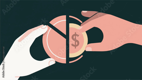 Illustration of Hand That Splits a Stock Sheet Into Several Parts Vector Design Template
