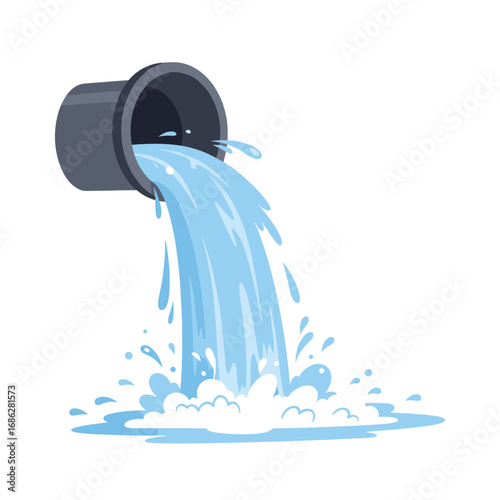 Fresh water pouring from a pipe, clean and cool, perfect for environmental concepts and designs