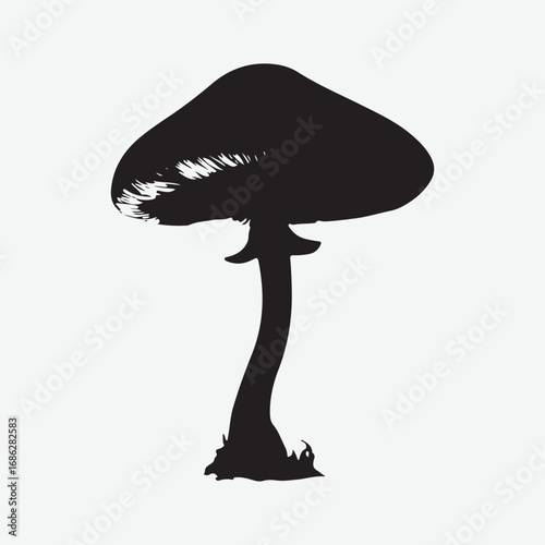 Mushroom Sign Symbol Vintage Graphic Icon Symbol, Mushroom Drawn Minimalist Simple Silhouette Art