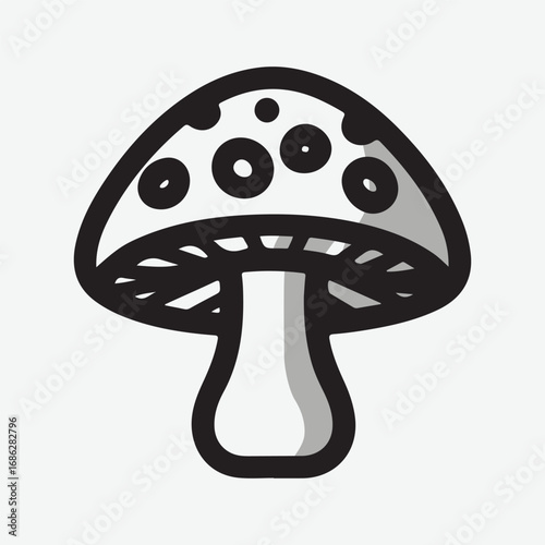Mushroom Sign Symbol Vintage Graphic Icon Symbol, Mushroom Drawn Minimalist Simple Silhouette Art