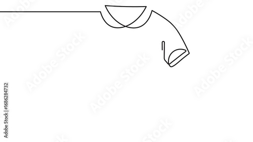 Minimalist t shirt outline abstract continuous one line drawing 4k animation