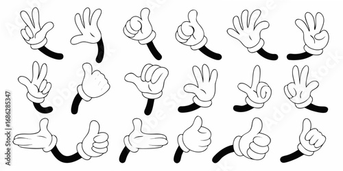 Collection of cartoon hands with different gestures and poses