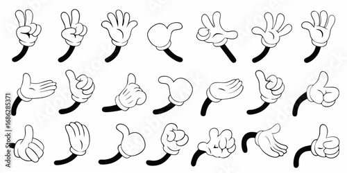 Collection of cartoon hands with various gestures and expressions