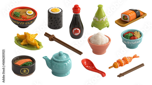 Miniature japanese food collection display