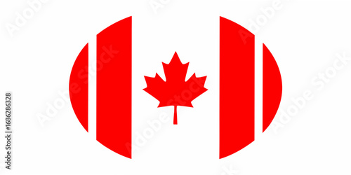 Canadian flag with maple leaf in a circular emblem