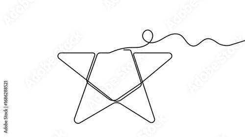 Star icon continuous one line drawing minimalist style simple 4k animation video