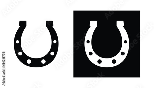 Vector horseshoe icon. Two-tone version on black and white background