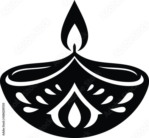 Symbol of Enlightenment: A beautiful, stylized Diya (oil lamp) illustration, symbolizing light, knowledge, and the dispelling of darkness.