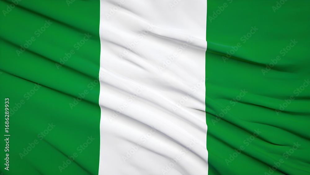 Obraz premium Nigerian National Flag with Vertical Stripes and Textured Fabric 