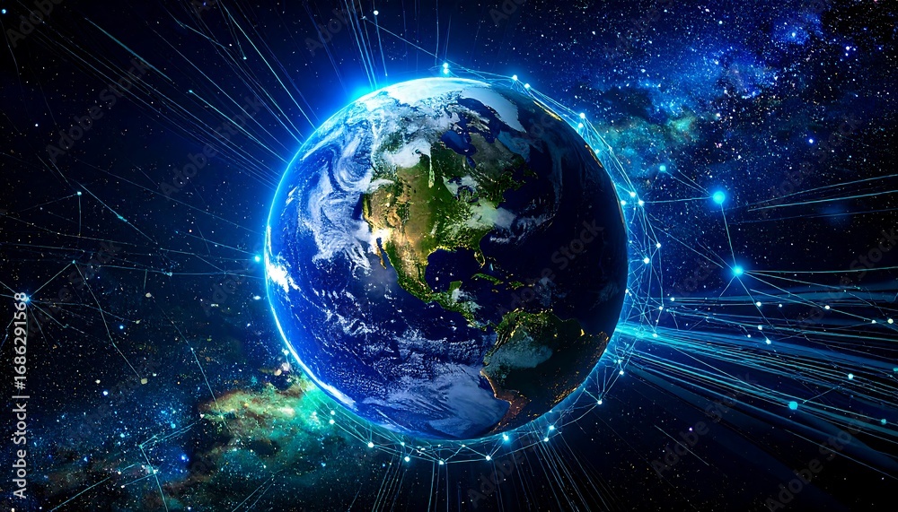 Obraz premium Earth connected to cosmos