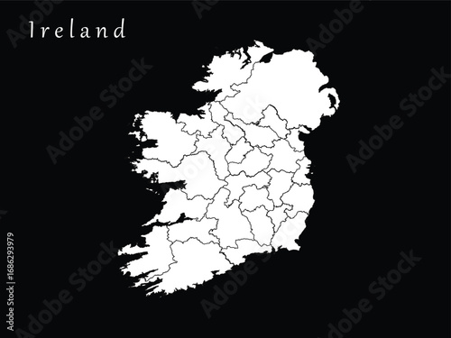 Ireland vector map with regions 
