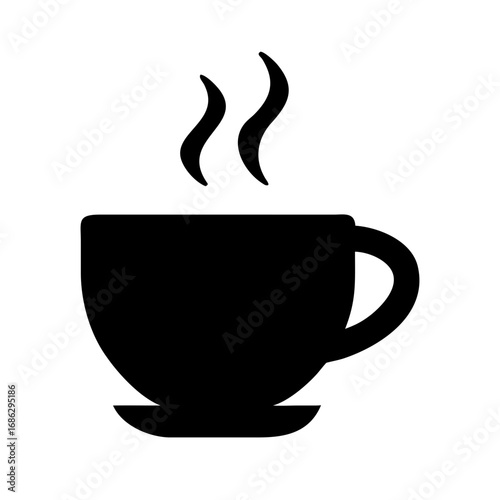 Coffee Cup Silhouette: A minimalist graphic showcases a stylized coffee cup, complete with rising steam, exuding warmth and inviting comfort.