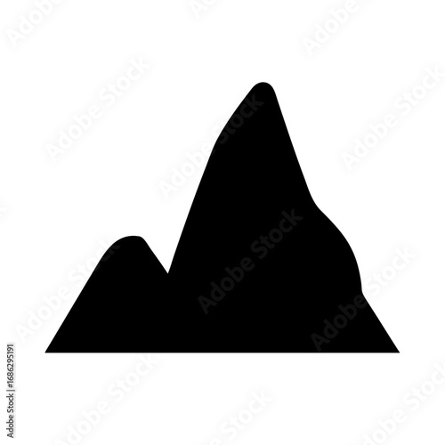 Majestic Mountain Silhouette: A stark, black silhouette of majestic mountains, symbolizing strength, resilience, and the raw beauty of the natural world.