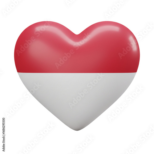 Free Download A glossy, heart-shaped symbol representing love and patriotism, featuring a two-tone design with red and white colors. - GFXLoad