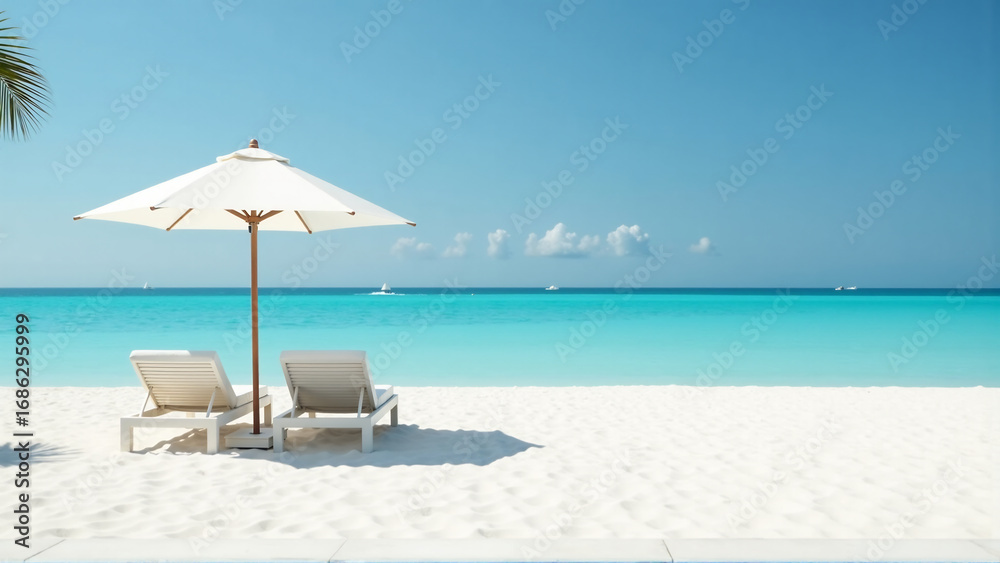 Fototapeta premium Minimalist Oasis: Clean & Elegant Beachscape