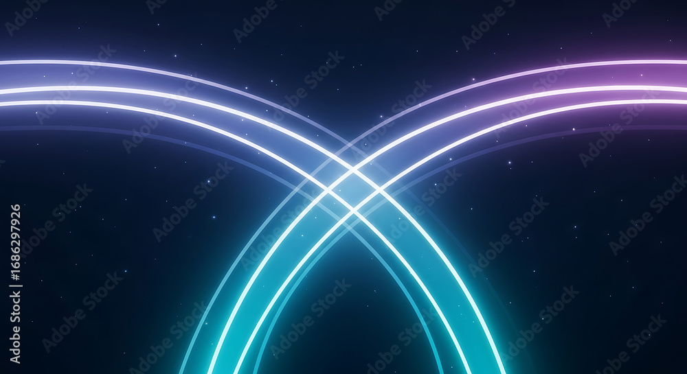 Obraz premium Abstract neon light curves with futuristic technology design and illustration