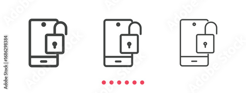 Digital unlock icon. Thin line icon vector.