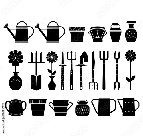 Gardening silhouette collection vector design for creative artwork poster t shirt and digital use
