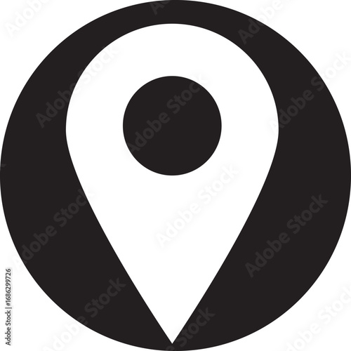 map pointer icon white and black colour