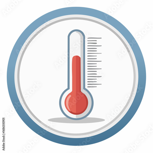 Thermometer indicating rising temperature inside a circular frame representing climate change and global warming with a sense of urgency.