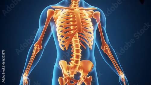 A 3D rendering of a strong, healthy bone structure, glowing with calcium.