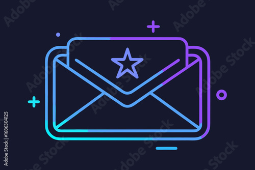 Direct message envelope glowing neon minimal line communication mail icon