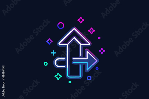 Social media trending symbol neon minimal line glow icon illustration
