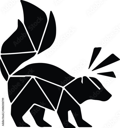 Illustrator Vector Graphic abstract skunk walking low poly silhouette