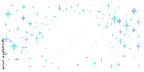 青色と水色のキラキラしたフレームイラスト　星空	