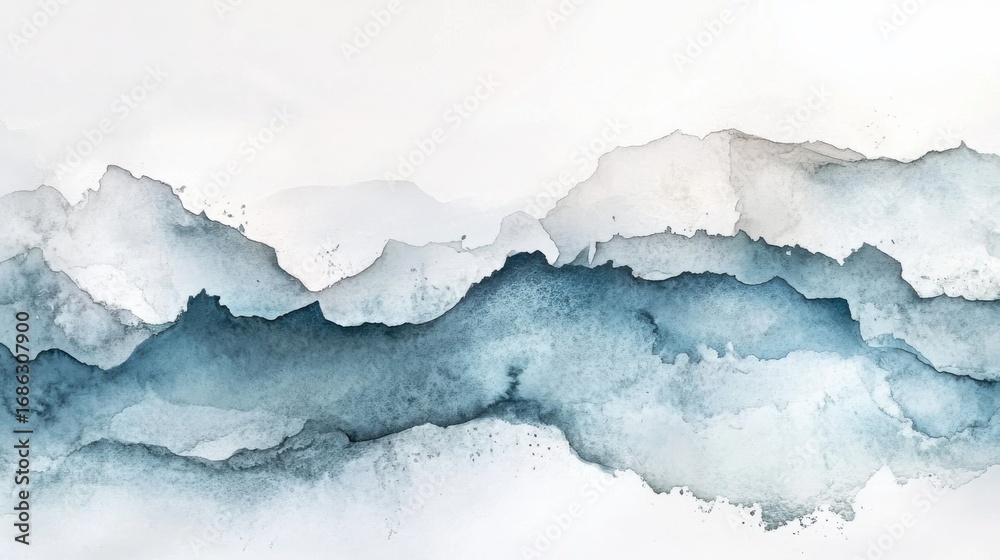 Fototapeta premium Abstract painting of serene mountains in studio during daytime