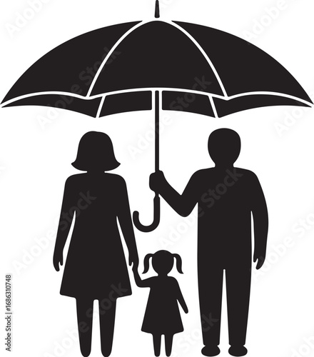 Family with Umbrella Protection Icon

Family Insurance and Security Symbol

Parental Care and Protection Vector