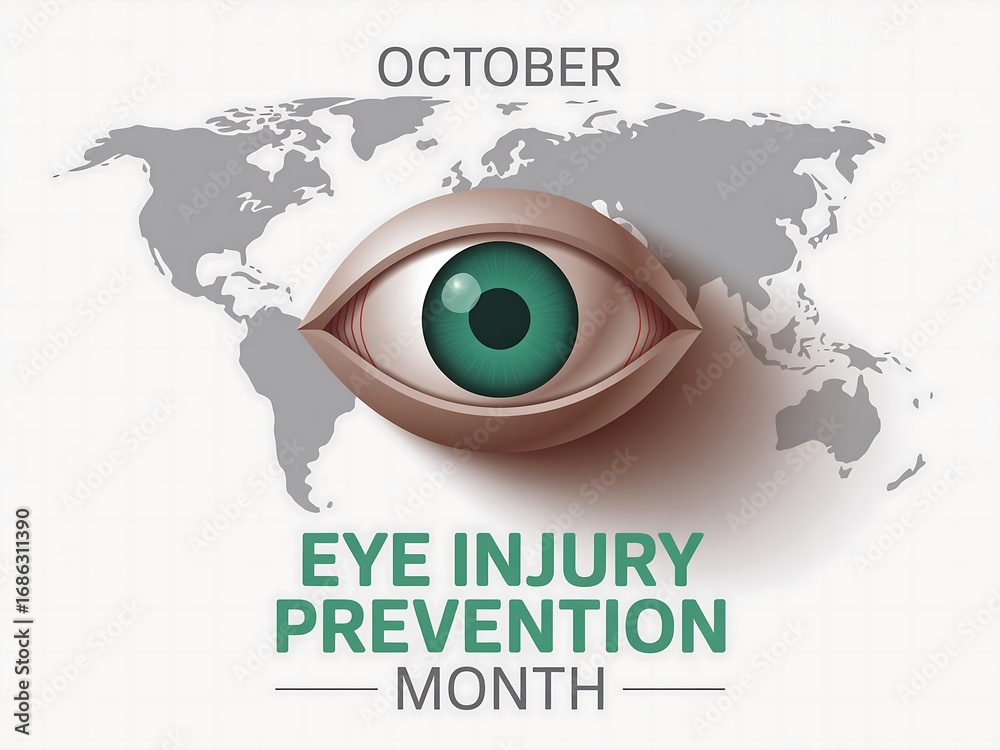 Obraz premium Global eye injury prevention month in october raising awareness for eye health worldwide