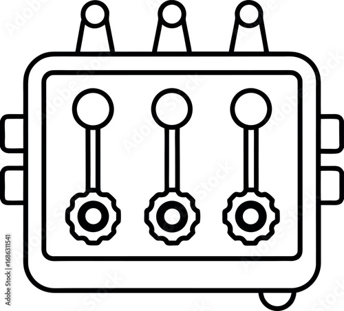 Vintage Radio Control Panel Line Art Illustration for Electronic Enthusiasts and Retro Technology Lovers Representing a Classic Piece of Audio Engineering Equipment
