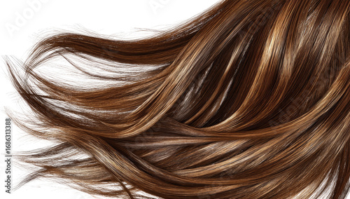 Close-up of flowing, healthy brown hair