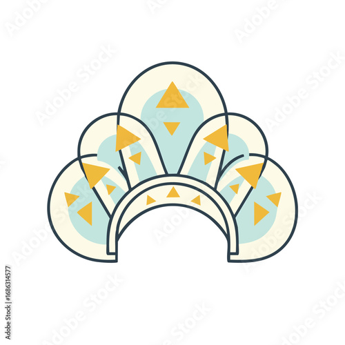 Minimalist Kokoshnik Vector Illustration – Modern Flat Headdress Design with Pastel Geometry