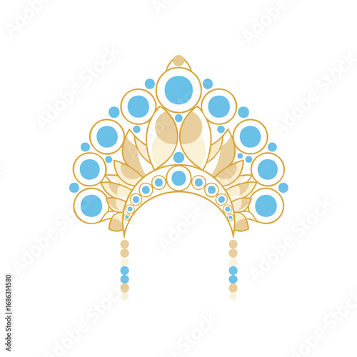 Contemporary Kokoshnik Silhouette – Flat Vector Cultural Ornament with Geometric Style