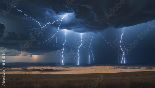 thunderstorm with lightning over