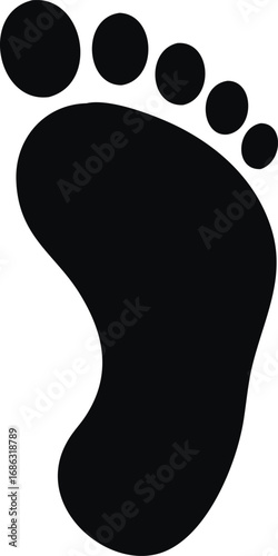 Black silhouette of a human footprint on a white background
