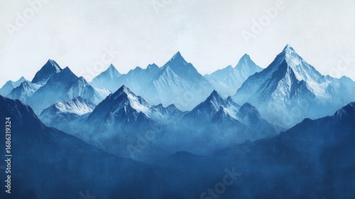 Wallpaper Mural Hazy snow-capped mountains in serene daytime nature setting Torontodigital.ca