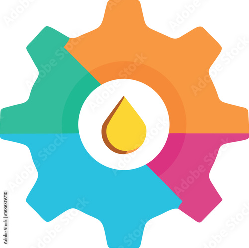 Gear with a drop symbol in the center