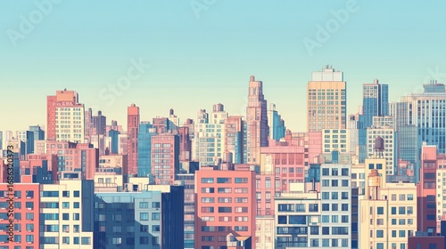 Aerial view of colorful urban buildings in a city