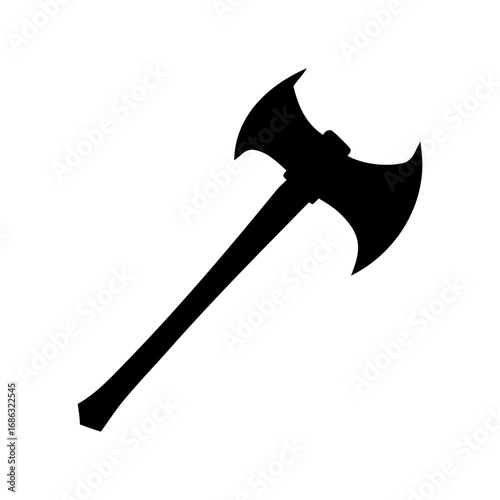 A battle axe full black silhouette vector illustration design