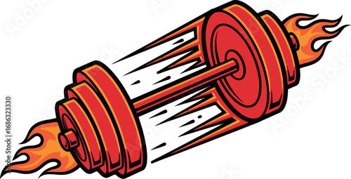 Exploding Dumbbell with Flames A Symbol of Intense Strength Training and Fitness