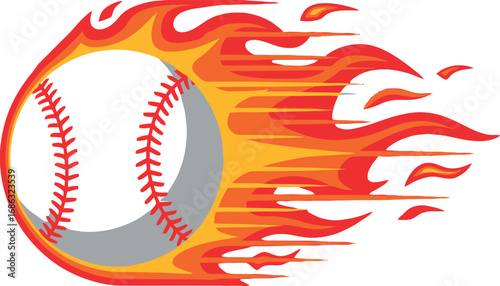 Fiery Baseball Illustration Captures The Speed And Intensity Of The Game