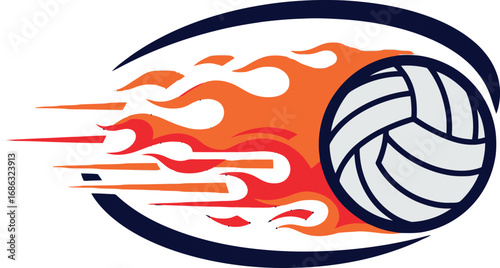 Volleyball Fiery Speed Dynamic Sports Asset in Motion
