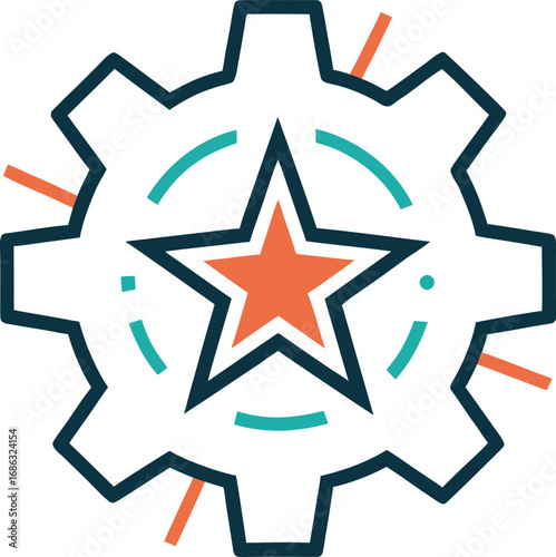 Gear with star icon symbolizing excellence and achievement